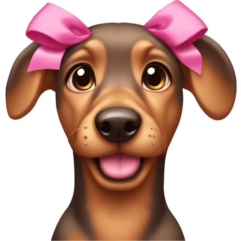 Dashound with pink bows on ears emoji