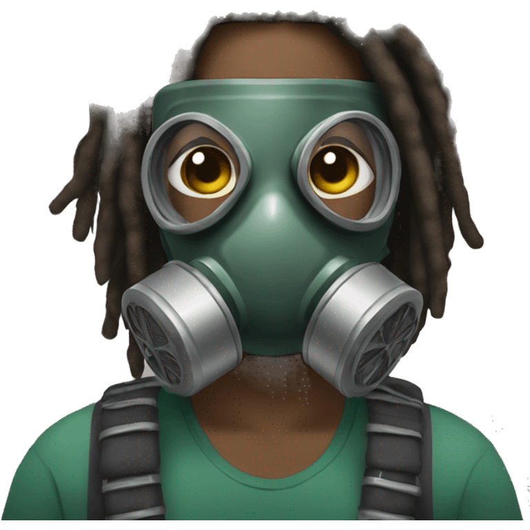 a african american person with dread lock wearing a gas mask emoji