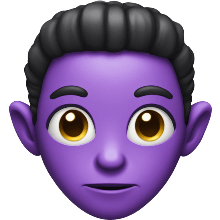 Purple alien with black hair and pink horns emoji