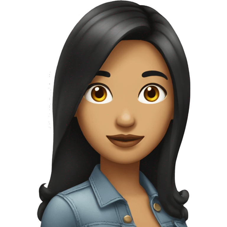 Chica latina con cabello negro lacio largo y ojos negros emoji