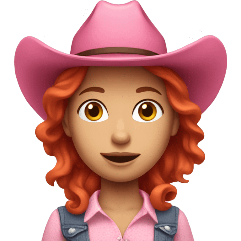 Red hair girl in pink cowgirl outfit emoji