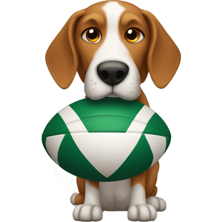 hound holding rugby ball  emoji