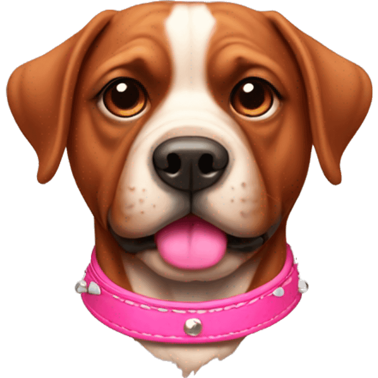 Red Beabull with a pink studded collar emoji