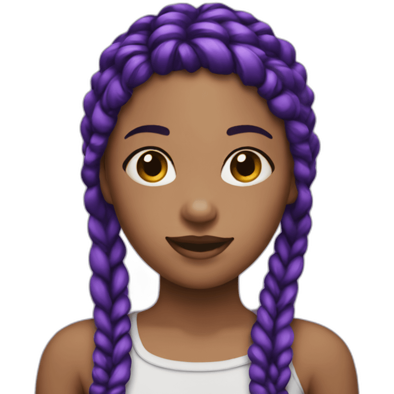 girl with black and purple braids emoji