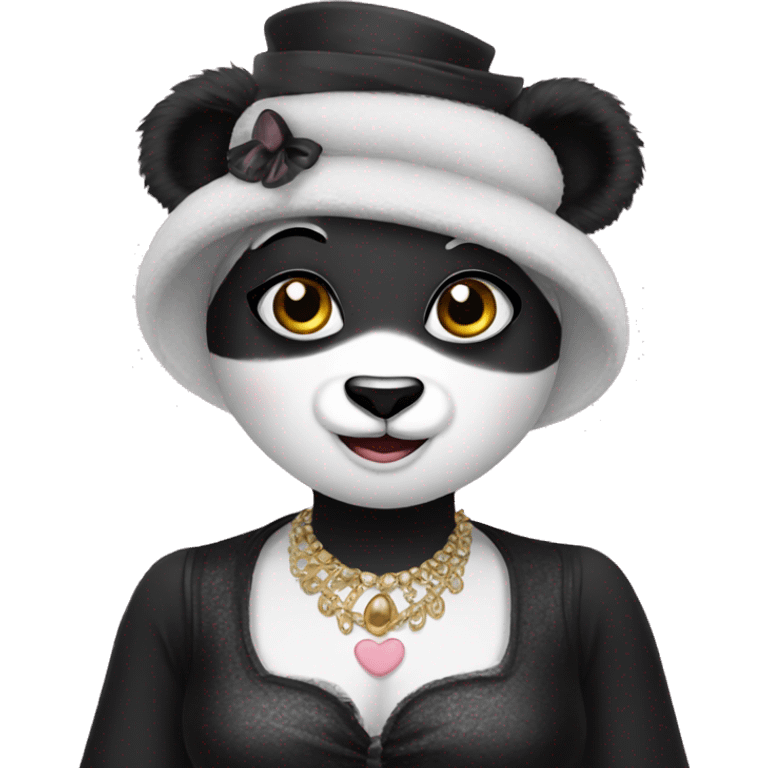 A panda dressed in drag emoji