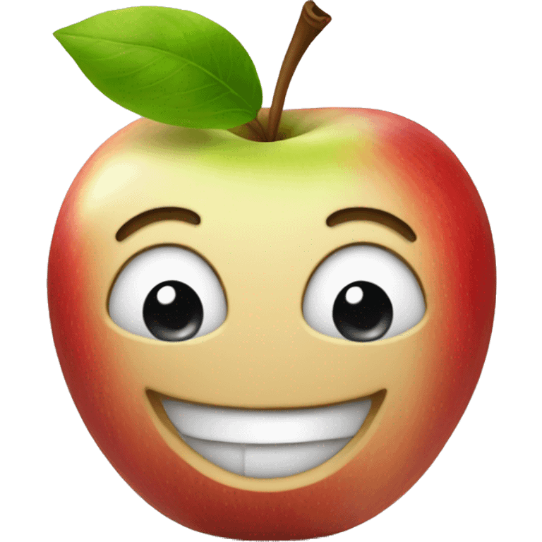 apple with a happy face emoji