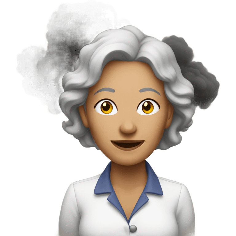 Middle aged woman surrounded by smoke emoji