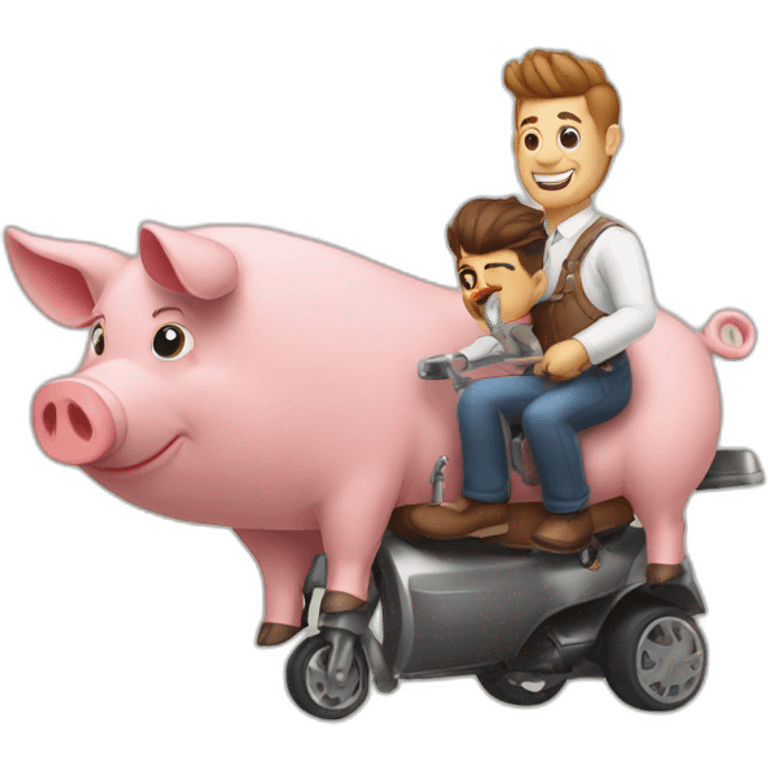 A barber is hog riding a pig emoji