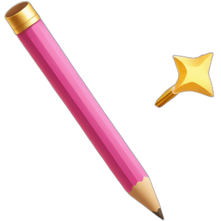 Magic pencil and flying paper and sparkles emoji