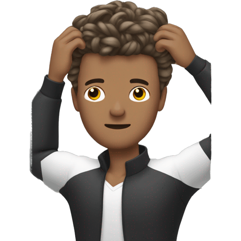 man styling his hair in front of a mirror emoji