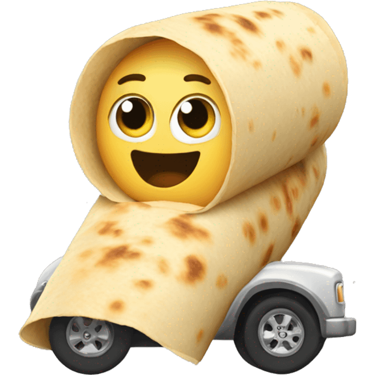 driving and eating breakfast burrito emoji