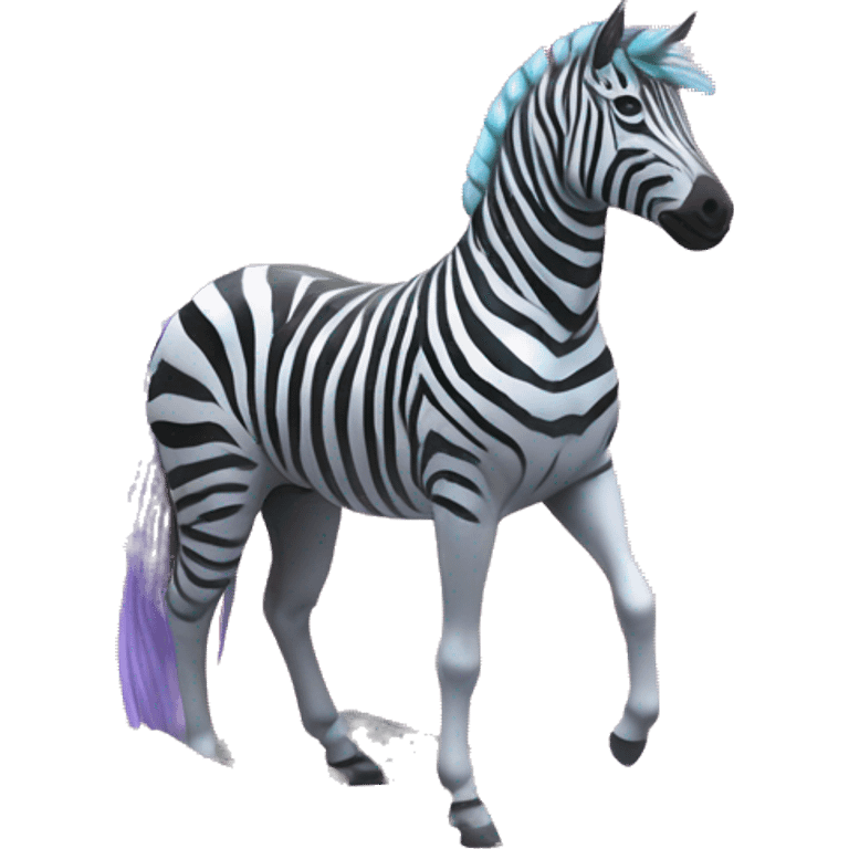 Zebra sparkling nebula unicorn Pegasus collage roses flowers palm trees emoji