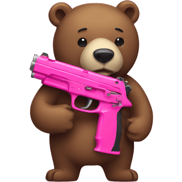 bear holding a pink gun emoji