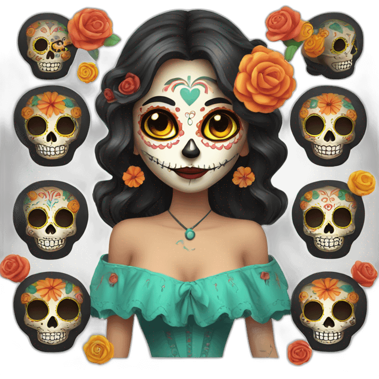 dia de los muertos girl happy emoji