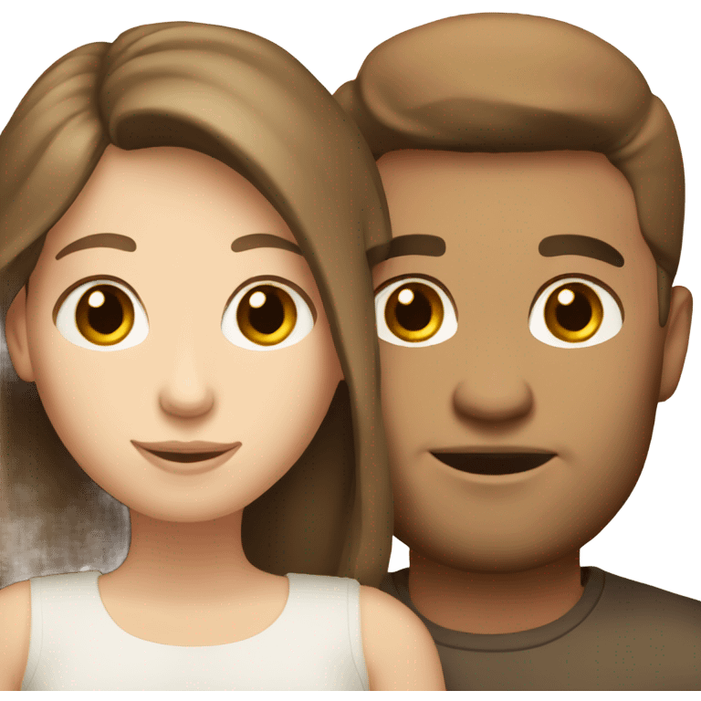 White Couple with brown hair brown eyes emoji