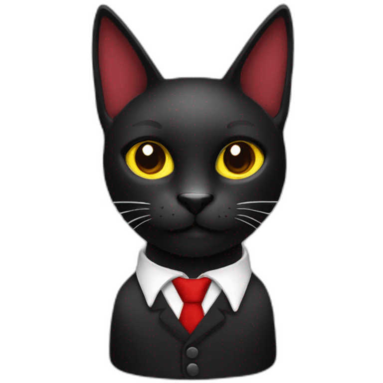 customer service black cat with red tie 3/4 profile emoji