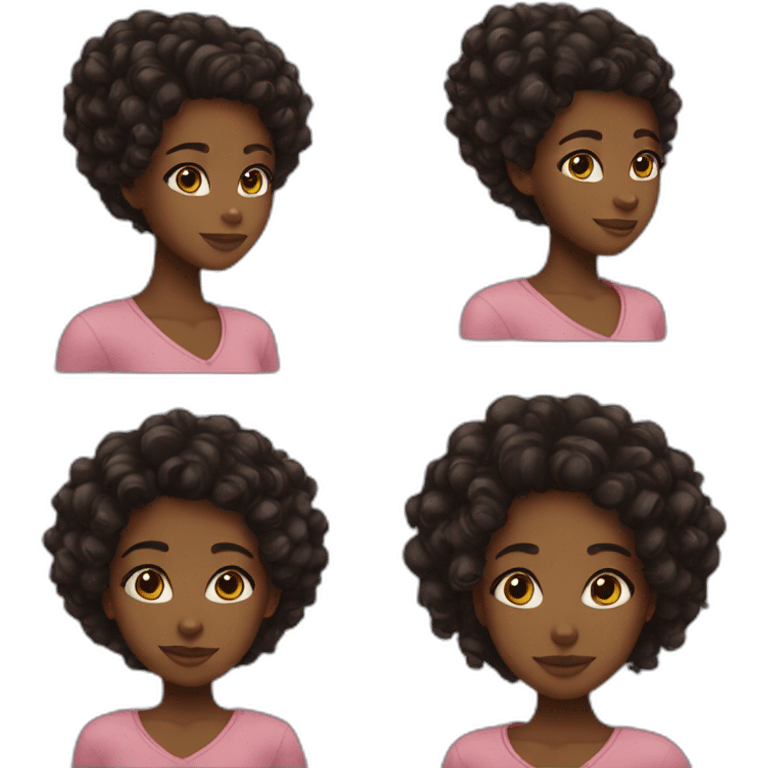 black girl with curly hair cute emoji