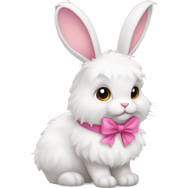 fluffy rabbit with pink bow emoji