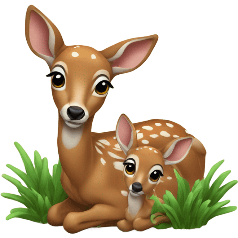 Doe with fawn emoji