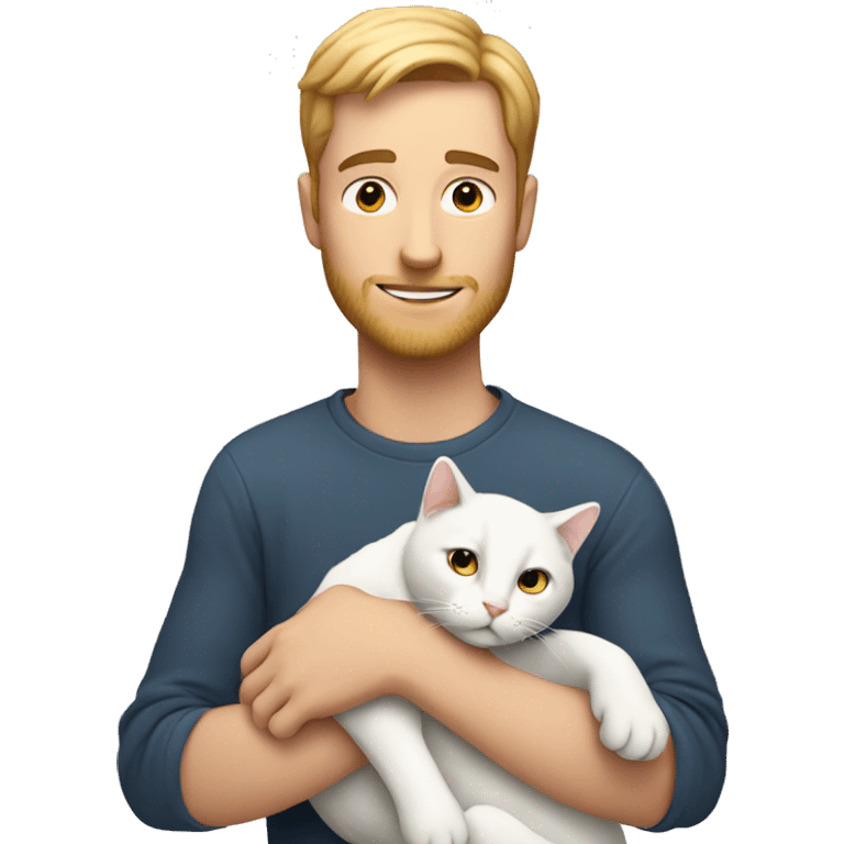 white man holding a white cat emoji