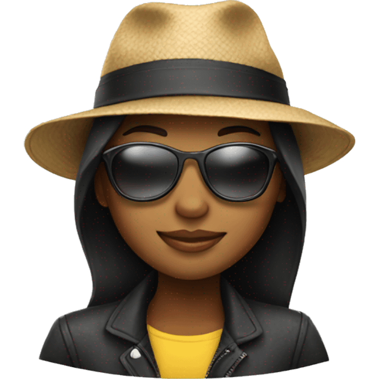 Girls with sunglasses and a hat  emoji