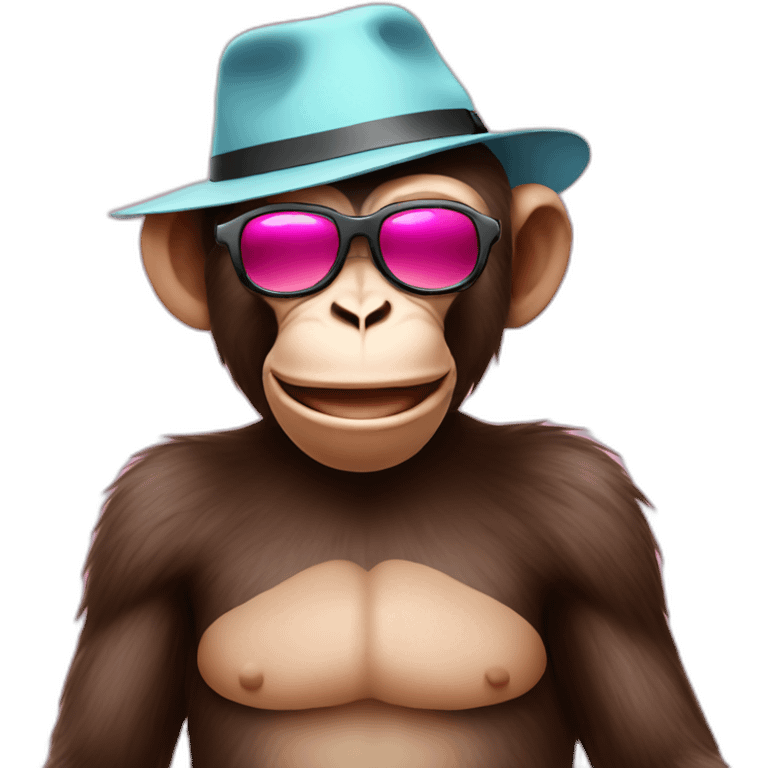 monkey-with-hat-and-pink_sunglasses emoji