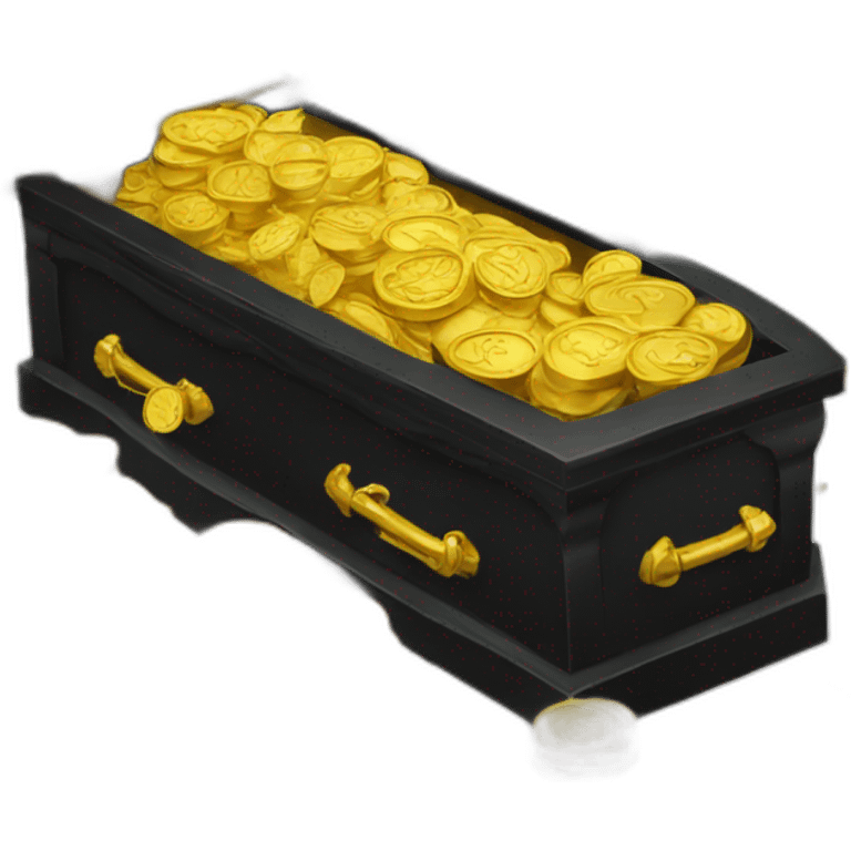 black coffin filled with gold coins emoji