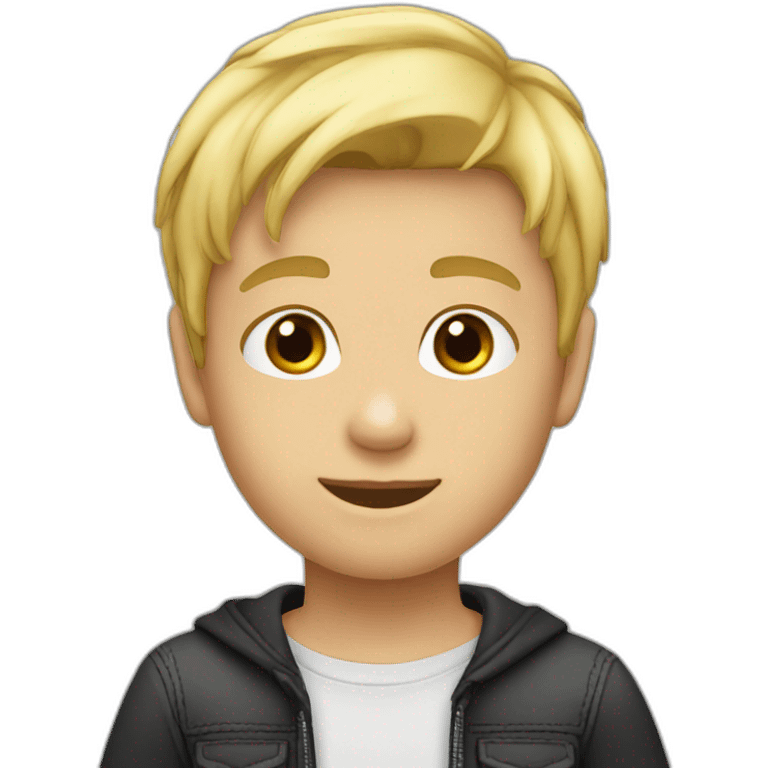 blond boy cap black front hair short emoji