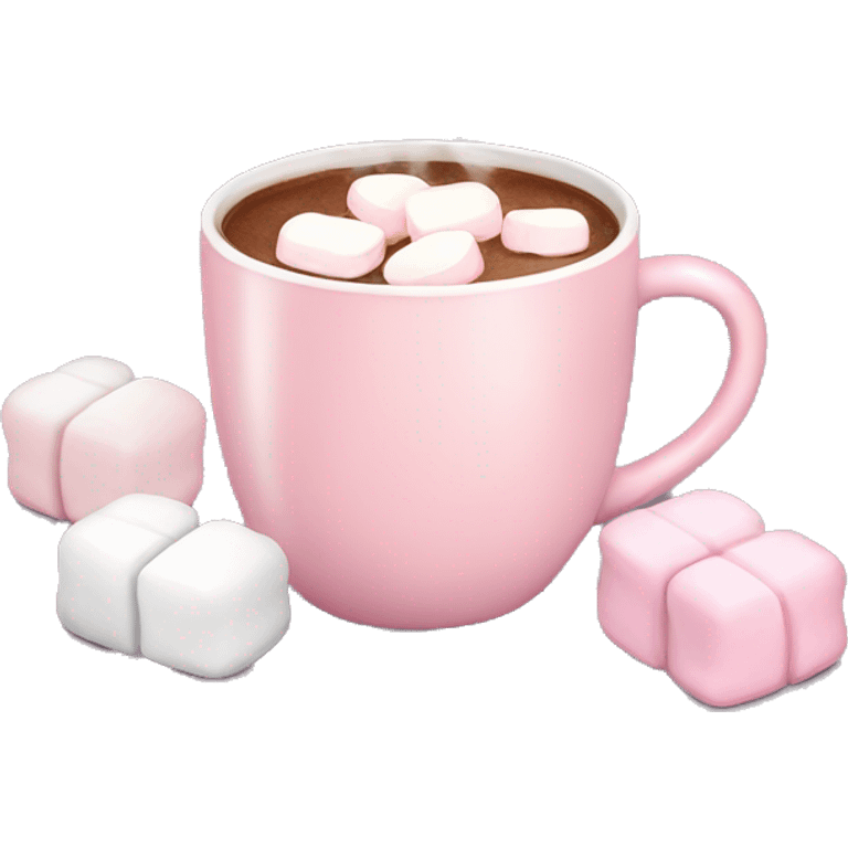 Lights Pink mug of hot chocolate with marshmallows  emoji