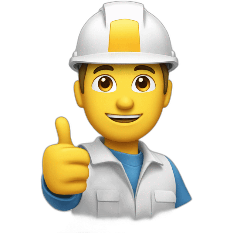 engineer wearing a white construction hat and giving a thumbs up with his hand emoji