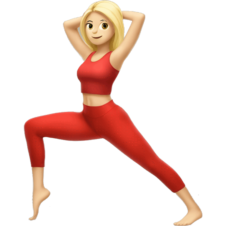  yoga blonde light girl in red yoga emoji