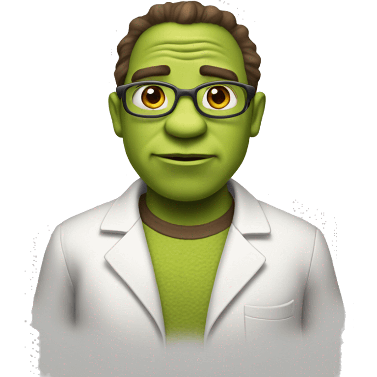 scientist Shrek emoji with brown eyes emoji