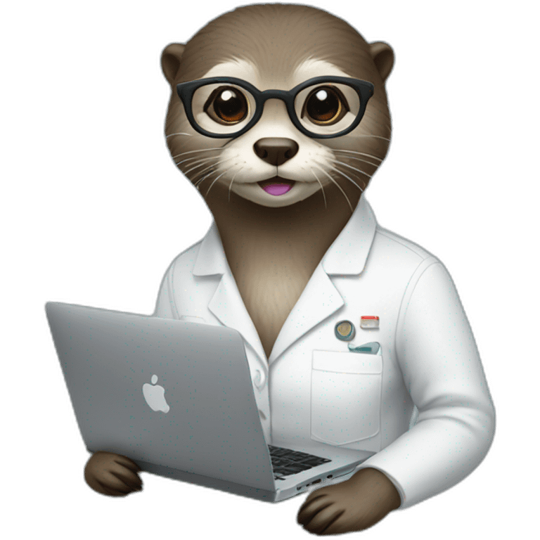 female vet otter with glasses with a macbook emoji