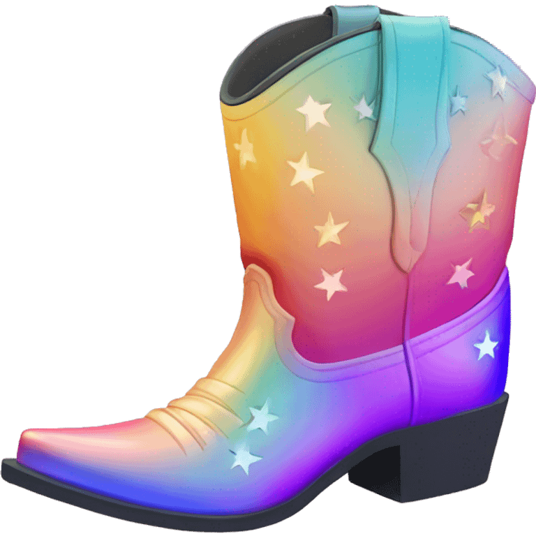 Iridescent gradient cowboy boots with stars emoji