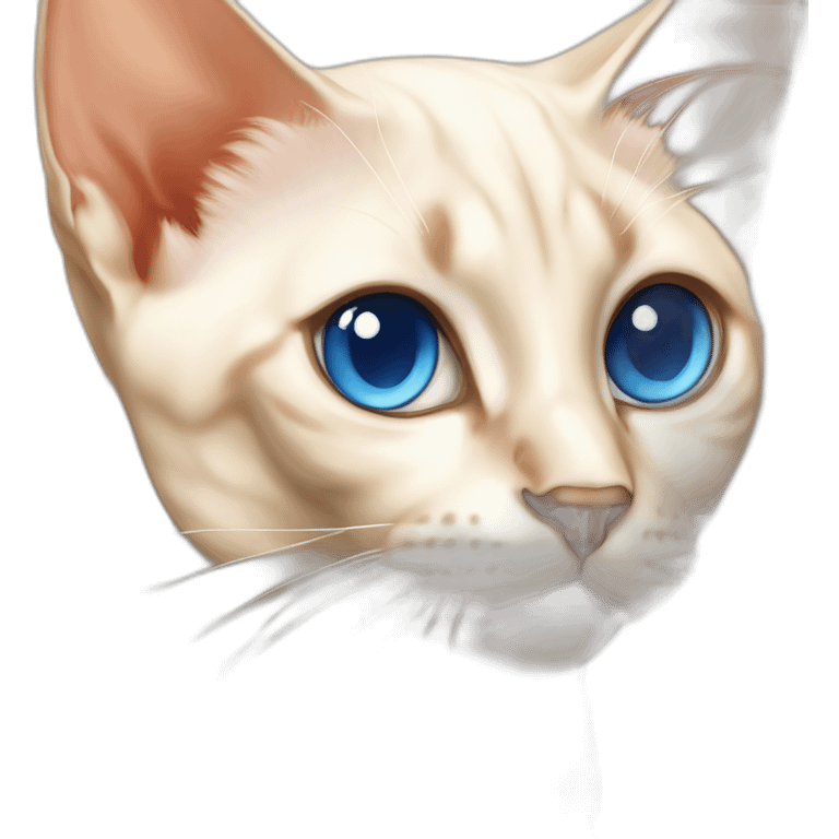 flame point Siamese with disproportionately huge blue eyes emoji