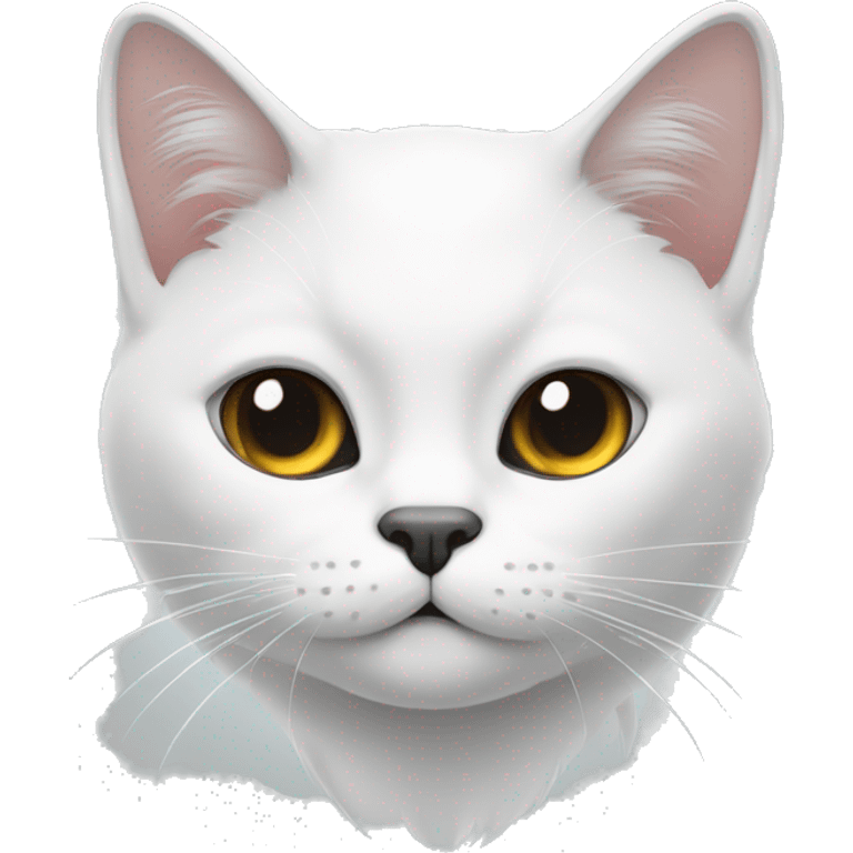 gato blanco con una mancha negra en la cara emoji