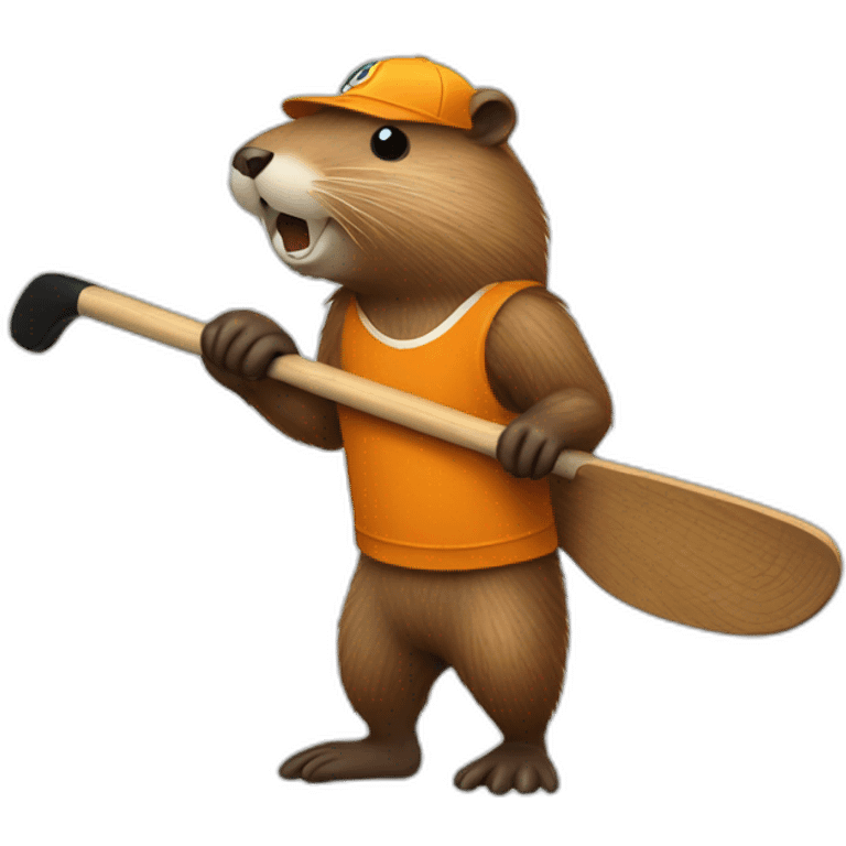 beaver with hockey stick emoji