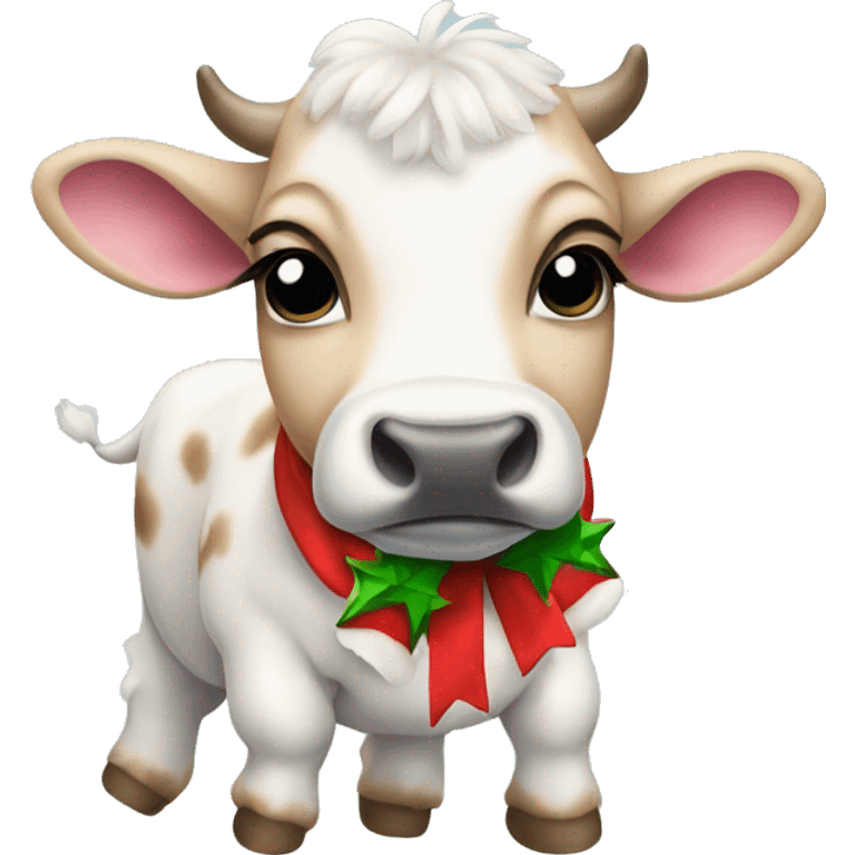 baby cow wearing christmas slippers  emoji