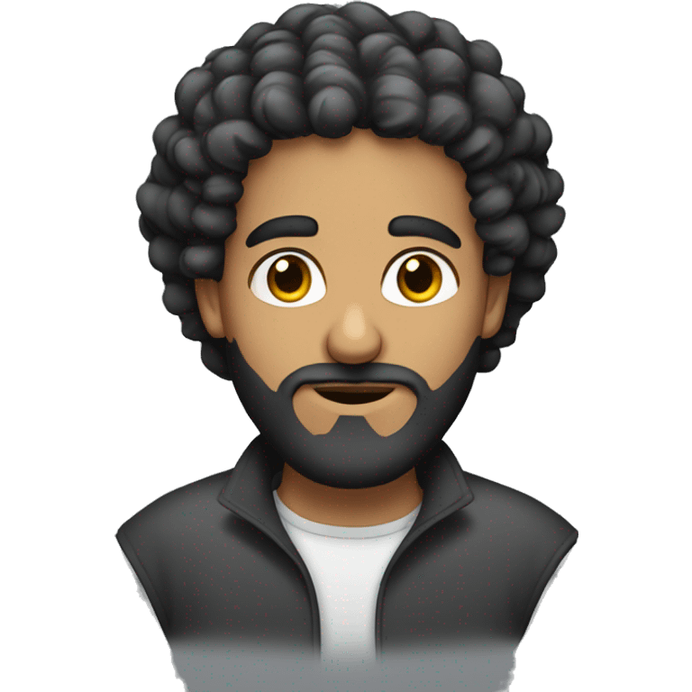 Arab man with curly hair and black beard emoji