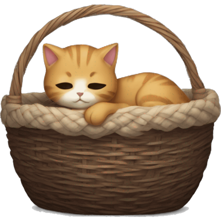 Kitten curled up in a basket dark academia aesthetic emoji