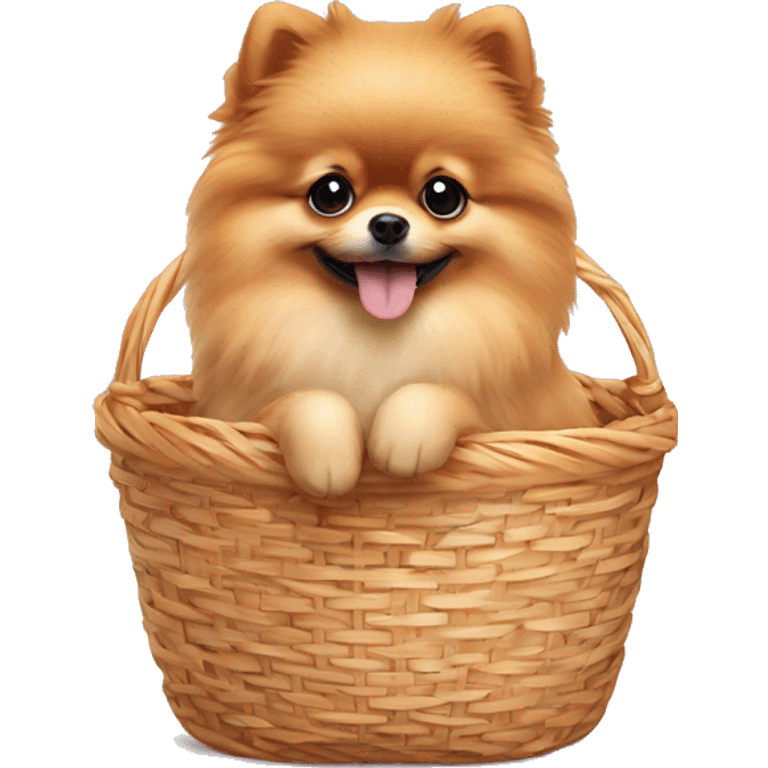 Pomeranian puppy in a basket  emoji