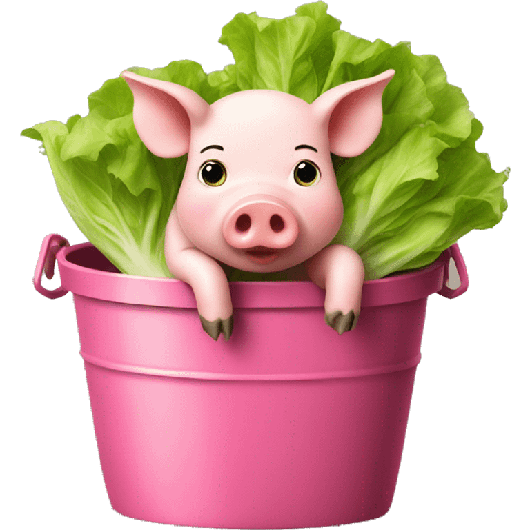 pig in a bucket eating lettuce  emoji