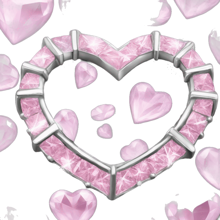 Diamond silver  ring light pink heart emoji