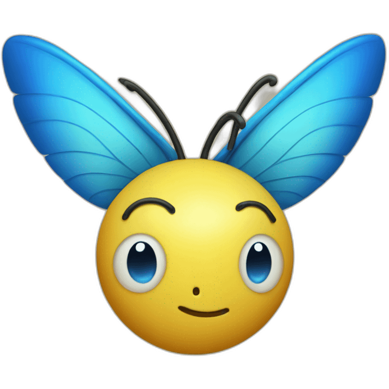 yellow ball with antennae, blue eyes and big wings emoji