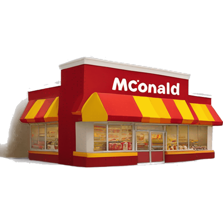 “McDonald’s store with the iconic golden arches, a red and yellow color scheme, and a simple, recognizable design that captures the essence of a fast food restaurant.” emoji