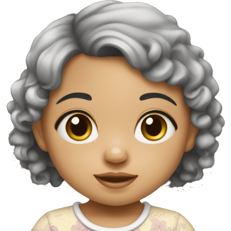 Southeast Asian female infant with black curly hairSou emoji