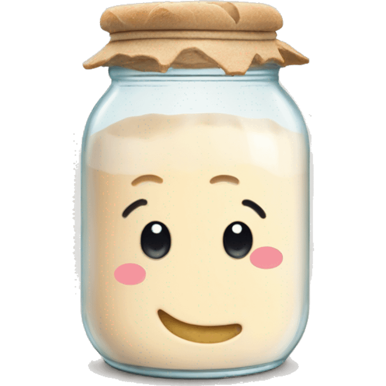 Bubbly Sourdough starter in a jar emoji