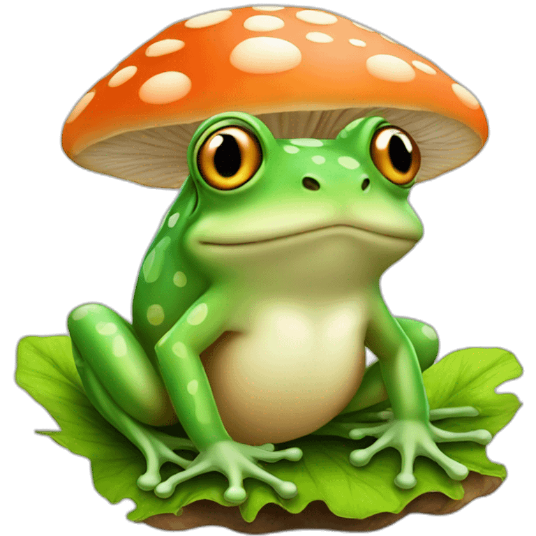 Frog on mushroom emoji