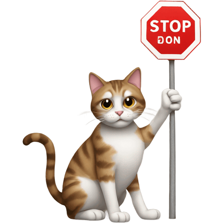 Cat with a stop sign emoji