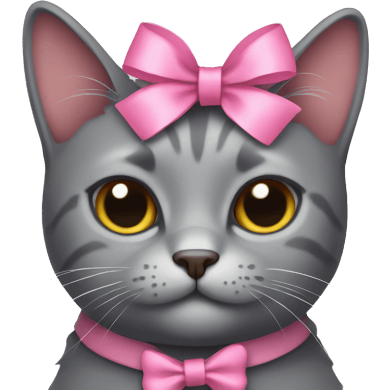 a grey cat with pink bow emoji